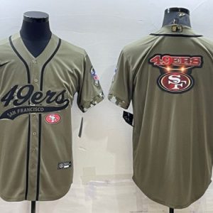 San Francisco 49ers Olive Salute To Service Team Big Logo Cool Base Stitched Baseball Jersey