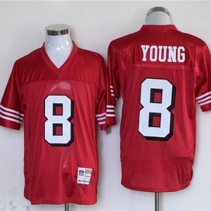 San Francisco 49ers #8 Steve Young Red Stitched Jersey