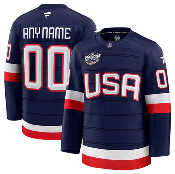 USA Custom Navy 2025 4 Nations Stitched Jersey