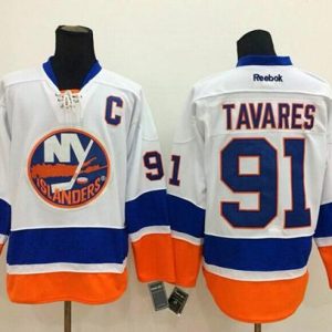 Islanders #91 John Tavares Stitched White Jersey