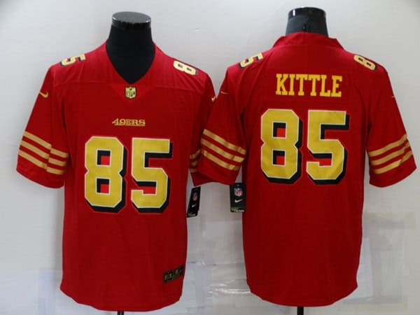 San Francisco 49ers #85 George Kittle Red Gold Vapor Untouchable Limited Stitched Jersey