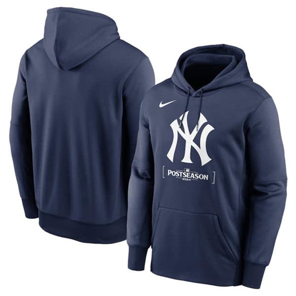 New York Yankees Navy 2024 Postseason Collection Therma Pullover Hoodie