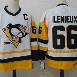 Pittsburgh Penguins #66 Mario Lemieux White Throwback CCM Stitched Jersey