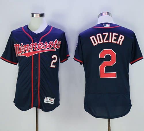 Twins #2 Brian Dozier Navy Blue Flexbase Authentic Collection Stitched Jersey
