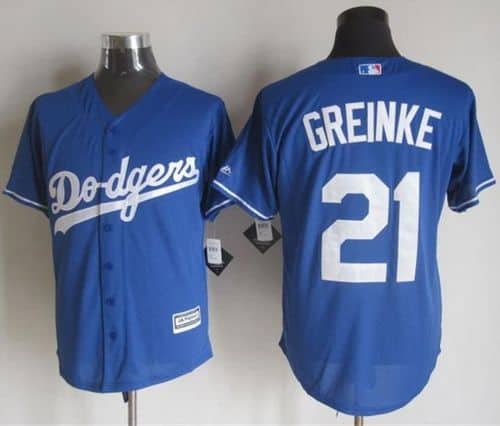 Dodgers #21 Zack Greinke Blue New Cool Base Stitched Jersey