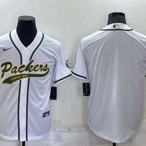 Green Bay Packers Blank White Cool Base Stitched Baseball Jersey
