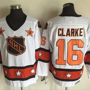 Flyers #16 Bobby Clarke White Orange All Star CCM Throwback Stitched Jersey