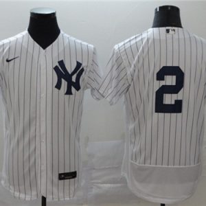 New York Yankees #2 Derek Jeter White Flex Base Stitched Jersey