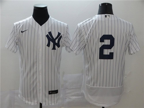 New York Yankees #2 Derek Jeter White Flex Base Stitched Jersey