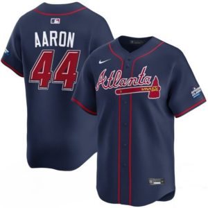 Atlanta Braves #44 Hank Aaron Navy 2025 Speedway Classic Alternate Limited Stitched Jersey