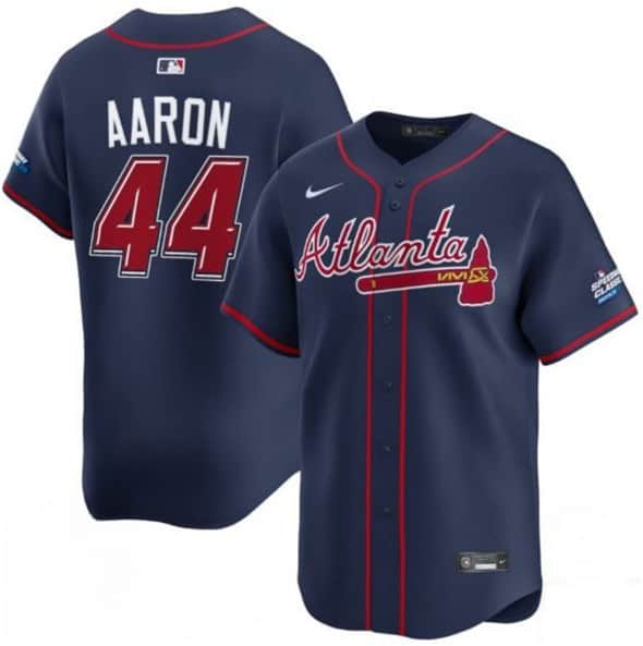 Atlanta Braves #44 Hank Aaron Navy 2025 Speedway Classic Alternate Limited Stitched Jersey