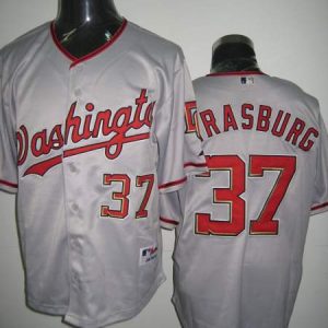 Nationals #37 Stephen Strasburg Stitched Grey Jersey