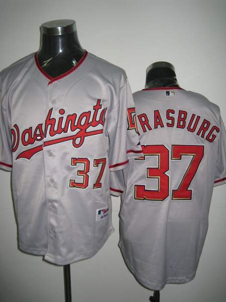 Nationals #37 Stephen Strasburg Stitched Grey Jersey