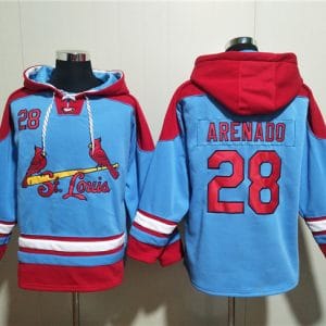 St.Louis Cardinals #28 Nolan Arenado Blue Ageless Must-Have Lace-Up Pullover Hoodie
