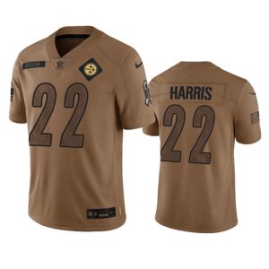 Pittsburgh Steelers #22 Najee Harris 2023 Brown Salute To Service Limited Stitched Jersey