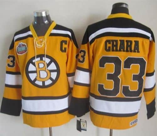 Bruins #33 Zdeno Chara Yellow Winter Classic CCM Throwback Stitched Jersey