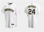 Milwaukee Brewers #24 William Contreras White Cool Base Stitched Jersey
