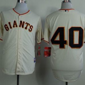 Giants #40 Madison Bumgarner Cream Cool Base Stitched Jersey