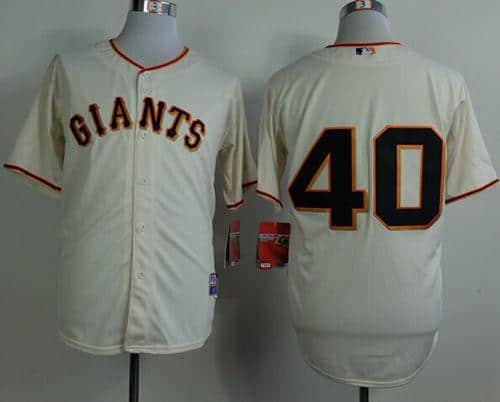 Giants #40 Madison Bumgarner Cream Cool Base Stitched Jersey
