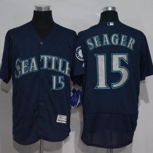 Mariners #15 Kyle Seager Navy Blue Flexbase Authentic Collection Stitched Jersey