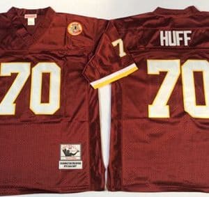 Mitchell And Ness Redskins #70 Sam Huff Red Throwback Stitched Jersey