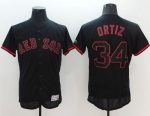 Red Sox #34 David Ortiz Black Fashion Flexbase Authentic Collection Stitched Jersey