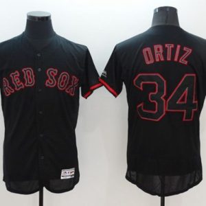 Red Sox #34 David Ortiz Black Fashion Flexbase Authentic Collection Stitched Jersey