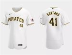 Pittsburgh Pirates #41 Carlos Santana White Flex Base Stitched Jersey