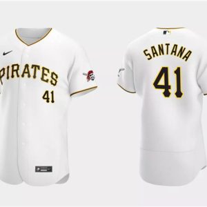 Pittsburgh Pirates #41 Carlos Santana White Flex Base Stitched Jersey