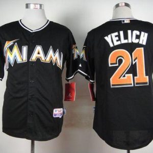 Marlins #21 Christian Yelich Black Cool Base Stitched Jersey