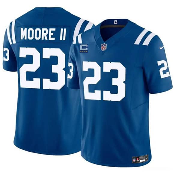 Indianapolis Colts #23 Kenny Moore II Blue 2025 F.U.S.E. With 4-Star C Patch Vapor Limited Stitched Jersey