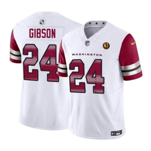 Washington Commanders #24 Antonio Gibson White 2023 F.U.S.E. With John Madden Patch Vapor Limited Stitched Jersey