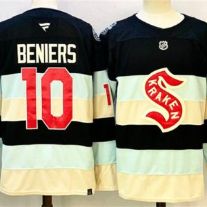 Seattle Kraken #10 Matty Beniers Deep Sea Blue Winter Classic Stitched Jersey