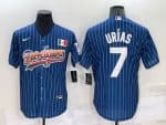 Los Angeles Dodgers #7 Julio Urias Navy Mexico Rainbow Cool Base Stitched Baseball Jersey