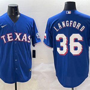 Texas Rangers #36 Wyatt Langford Royal Cool Base Limited Stitched Jersey