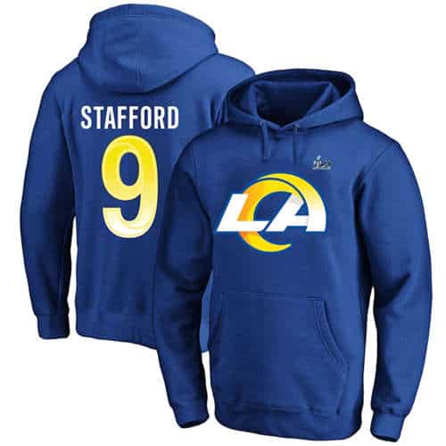 Los Angeles Rams #9 Matthew Stafford 2022 Royal Super Bowl LVI Champions Pullover Hoodie