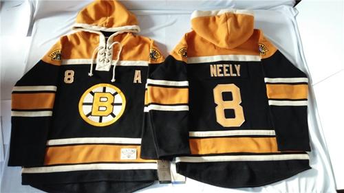Bruins #8 Cam Neely Black Sawyer Hooded Sweatshirt Stitched Jersey