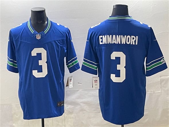 Seattle Seahawks #3 Nick Emmanwori Royal 2024 F.U.S.E Throwback Vapor Limited Football Stitched Jersey