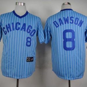 Cubs #8 Andre Dawson Blue(White Strip) Cooperstown Throwback Stitched Jersey