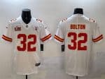 Kansas City Chiefs #32 Nick Bolton White 2025 Super Bowl LIX Patch Vapor Untouchable Limited Stitched Jersey