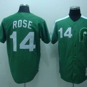 Mitchell And Ness Phillies #14 Rose Stitched Green Throwback Jersey
