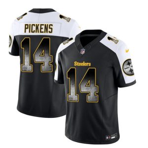Pittsburgh Steelers #14 George Pickens Black White 2023 F.U.S.E. Smoke Vapor Untouchable Limited Stitched Jersey