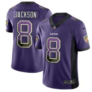 Ravens #8 Lamar Jackson Purple 2018 Drift Fashion Color Rush Limited Jersey
