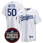 Los Angeles Dodgers #50 Mookie Betts White 2025 World Tour: Tokyo Series Home Stitched Jersey