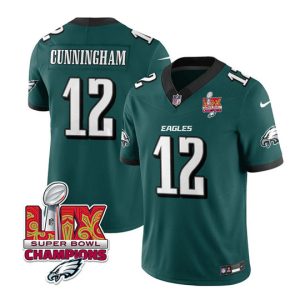Philadelphia Eagles #12 Randall Cunningham Green 2025 Eagles Logo Super Bowl LIX Patch New F.U.S.E. Vapor Limited Stitched Jersey