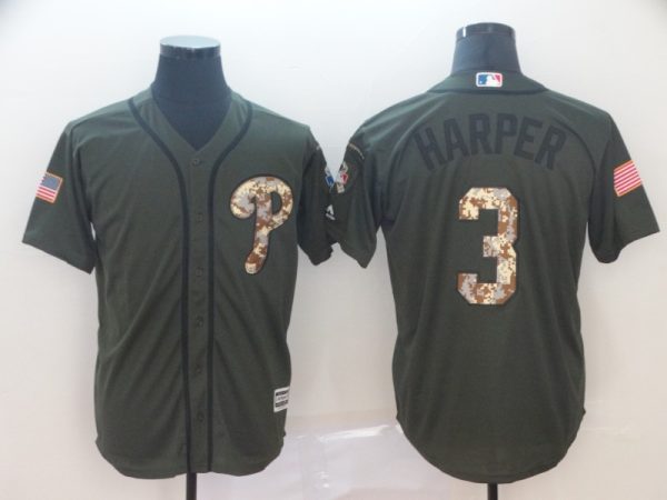 Philadelphia Phillies #3 Bryce Harper Salute To Service Cool Base Stitched Jersey