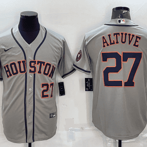 Houston Astros #27 Jose Altuve Grey With Patch Cool Base Stitched Jersey