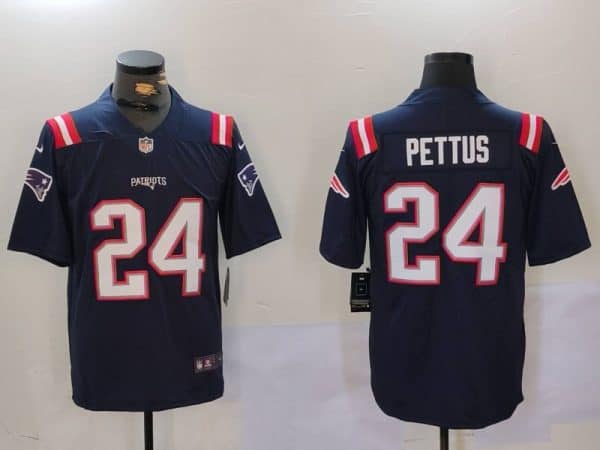 New England Patriots #24 Dell Pettus Navy Vapor Limited Stitched Jersey