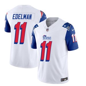 New England Patriots #11 Julian Edelman White Blue 2023 F.U.S.E. Vapor Limited Stitched Jersey
