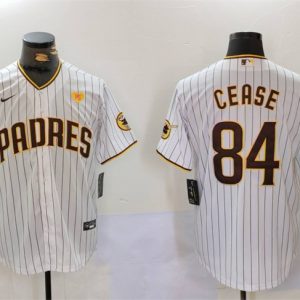 San Diego Padres #84 Dylan Cease White With PS Patch Cool Base Stitched Jersey
